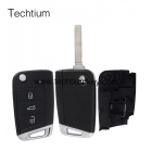 HU162T blade Skoda 3 button flip remote key shell