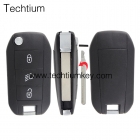 Citroen 3 button flip key shell with 407 blade（Light button)