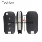 Peugeot 3 button flip key shell with 407 blade（Light button)