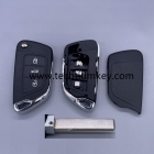 New upgrade Flip key shell for Peugeot without battery place, with 407/HU83 groove blade，with truck button,No logo