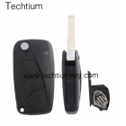 3 button Fiat modified folding flip remote key shell (Black)