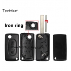 For Citroen/Peugeot 407 blade 2 buttons flip remote key shell ( HU83 Blade-2Button-With battery place )  No logo