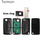 (0536 ASK for cars 2006-2011)  433Mhz 7961 and ID46 Chip Peugeot 3 button flip remote key with 407 blade (LED Light button)