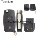 VW 2 button flip remote key shell  1616 battery