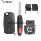 VW 2+1 button flip remote key shell 1616 battery