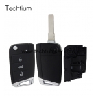 HU75T blade VW MQB 3 button flip remote key shell