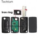 0536 ASK 7961 and ID46 Chip for Peugeot 3 button flip remote key with 407 blade (with Light button) (0536 ASK for cars 2006-2011)