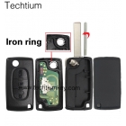 0523 FSK 7941 and ID46 Chip for Peugeot 3  button flip remote key with 407 blade (with Light button)（0523 FSK for cars after 2011)