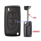 For Fiat 3 buttons flip remote key shell ( 307 Blade  -without battery place )