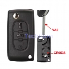 For Fiat 3 buttons flip remote key shell ( 307 Blade  -with battery place )