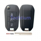433Mhz  4A chip HU83/407 blade Light button 3 button modified flip  remote key for Citroen,Peugeot