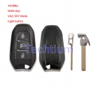 433Mhz  ID46 chip VA2/307 blade Light button 3 button remote key for Citroen,Peugeot ,DS