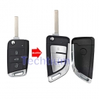 HU162T Blade MQB 3 button modified flip remote key shell for VW