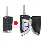 HU66 Blade MQB 3 button modified flip remote key shell for VW