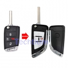 HU162T Blade MQB Red button 4 button modified flip remote key shell for VW