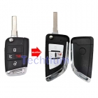 HU66 Blade MQB Red button 4 button modified flip remote key shell for VW