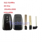 312/314Mhz 4A Chip 231451-2000 HYQ14FBN 3 кнопки удаленного умного ключа для Toyota